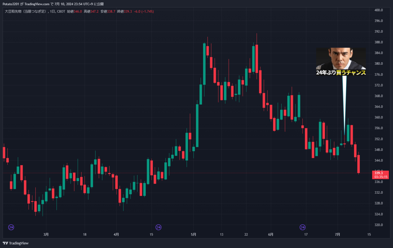 大豆粕先物のチャート